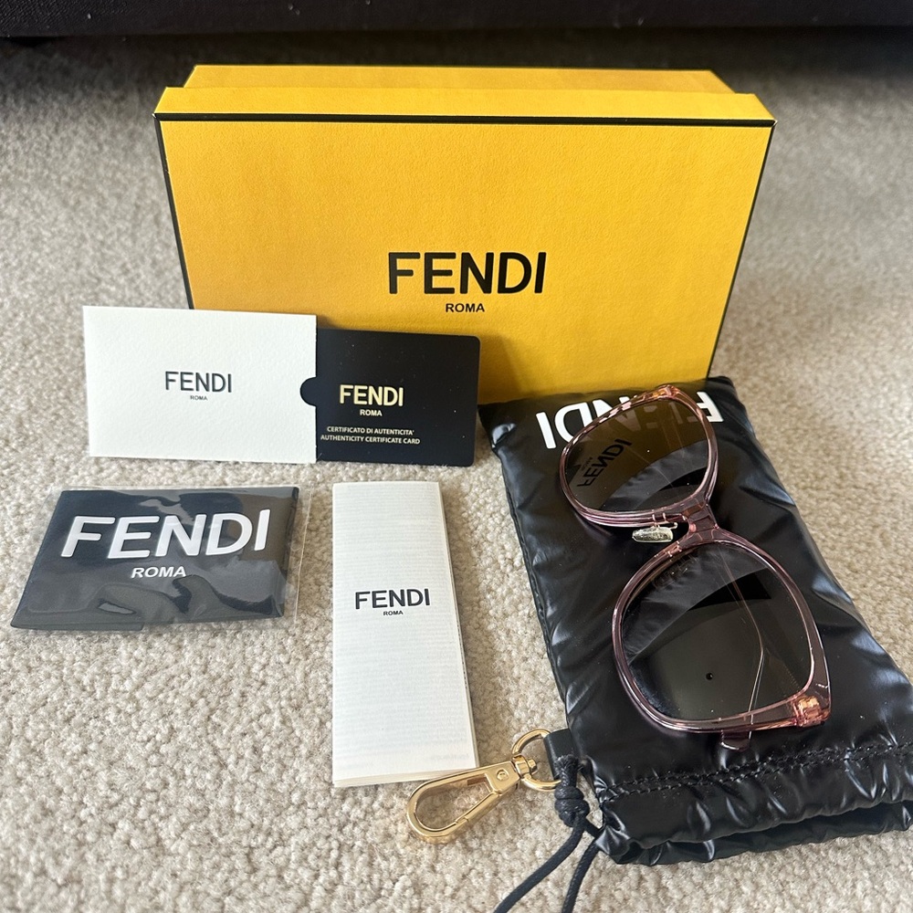 Authentic Pink Fendi Acetate Butterfly Sunglasses